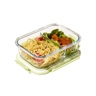 欣美雅玻璃饭盒微波炉专用碗带饭餐盒上班族分隔便当盒带盖保鲜盒