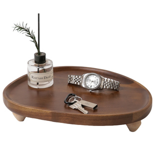胡桃木玄关托盘木质轻奢高级感入户门钥匙置物架杂物收纳装饰摆件