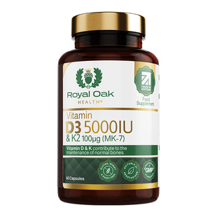 皇家橡树维生素d3k2成人女备5000IU孕妇25羟基维生素d3维他命60粒