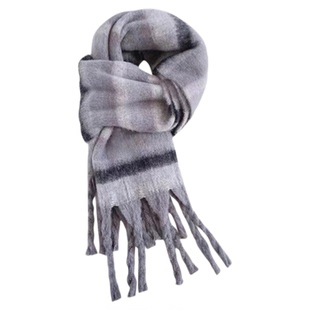 针织条纹围巾男生冬季加厚保暖护肩复古氛围感韩系披肩防寒慵懒风