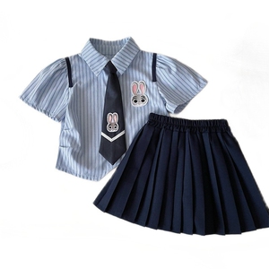韩版两件套夏季卡通条纹