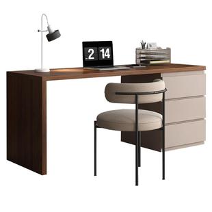 实木书桌梳妆台斗柜一体简易办公桌学生写字桌家用卧室台式电脑桌