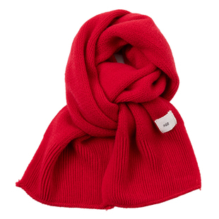 新年红色儿童围巾秋冬季男童女童宝宝围脖针织毛线圣诞节护颈小孩