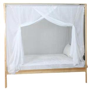 家用老式棉纱蚊帐学生宿舍床穿杆绑绳防尘顶加密加厚单门纹账定制