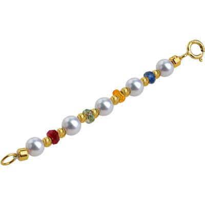 黛米珠宝 彩虹乐园 18K金刻面彩色蓝宝石延长链多用珍珠项链伴侣