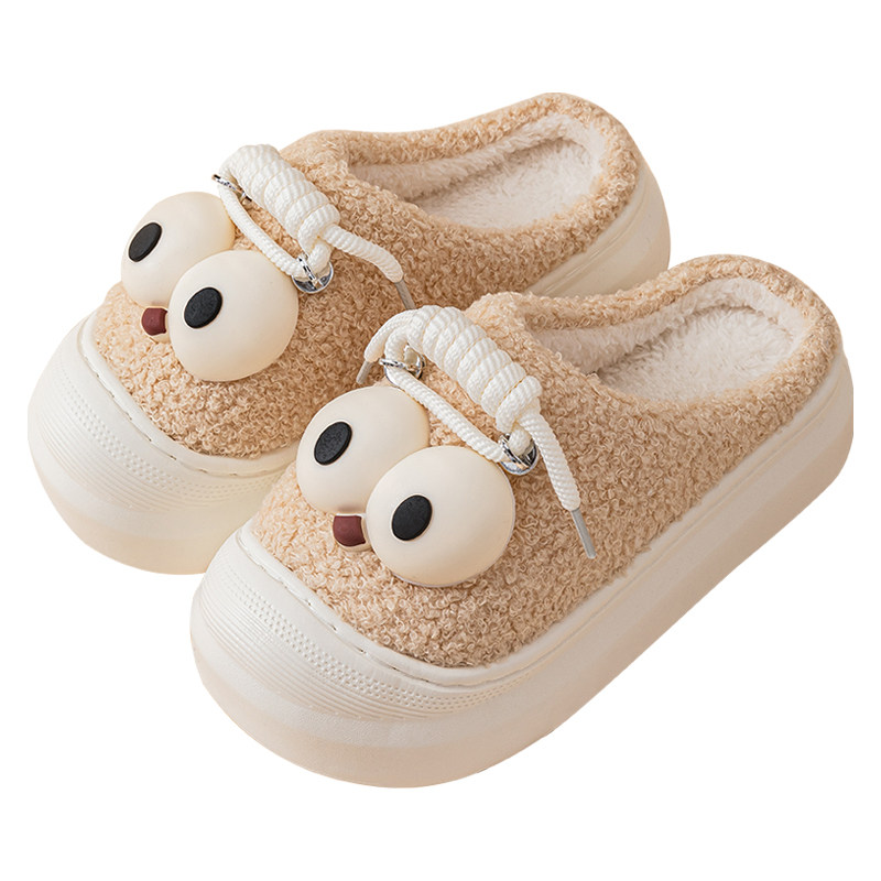 可爱卡通棉拖鞋女冬季防滑室内居家用防撞大眼保暖毛绒拖鞋棉拖鞋