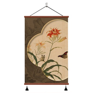 中古风客厅餐厅装饰画电表箱遮丑花鸟图挂画法式复古卧室床头壁画