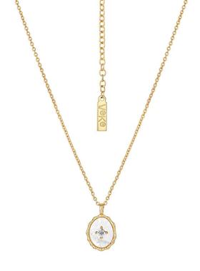 VEKE女镀18K金白贝项链