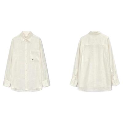 concise-white/简白春夏女士亚麻刺绣衬衣银泰百货精品301257