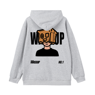 WASSUP涂鸦盒子男孩重磅卫衣秋冬2025新款加绒宽松休闲连帽衫上衣