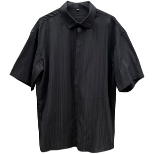 轻奢宽松清凉透气肌理设计褶皱感男生半短袖衬衫垂坠免烫雅痞纯色