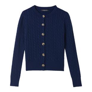 朗姿圆领高级感纯羊毛高智打底衫毛衣上衣2026春新款针织开衫