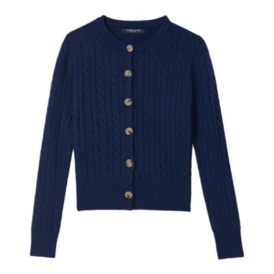 朗姿25圆领高级感纯羊毛高智打底衫毛衣上衣2026春新款针织开衫