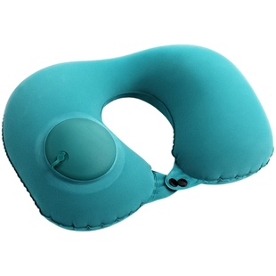 可折叠充气U型枕 按压式护颈脖枕便携吹气枕旅行出差睡觉充气枕头