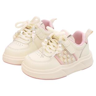 女童板鞋女孩小白鞋2026春秋新款白色儿童鞋子小学生运动女款童鞋