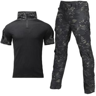 夏季薄款短袖迷彩服蛙服军训拓展表演教官服CS装套装大码男女透气
