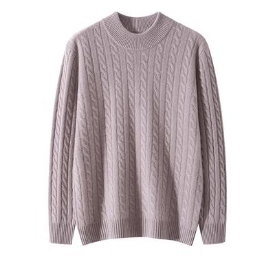 统悦100%纯羊绒衫男加厚扭花毛衣