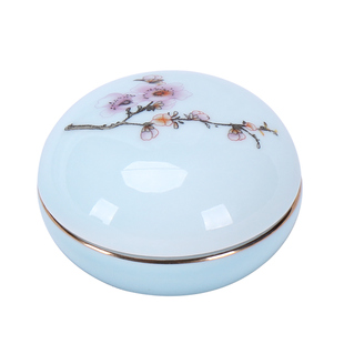 迷你收纳盒30ml美妆瓷盒扁圆罐化妆品盒香膏香粉盒口红罐药材罐子