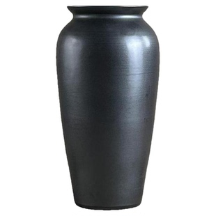 高级感简约黑白亚光粗陶花瓶手工陶瓷陶罐客厅插花水培设计师摆件