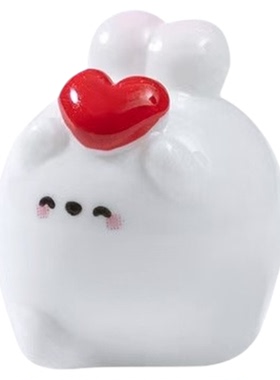 微景观可爱爱心兔兔团子公仔摆件