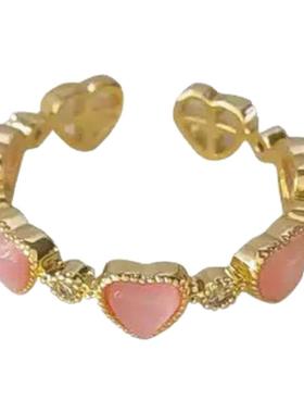 sakuya同款镶钻珍珠双层开口戒