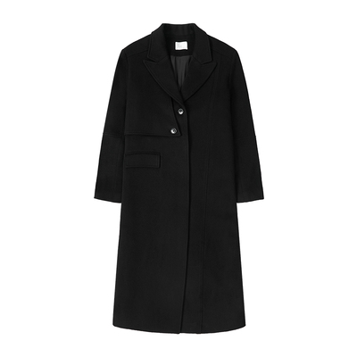 DOSORDONTS 重磅黑色H型羊绒羊毛大衣 秋冬毛呢廓型外套新款上衣