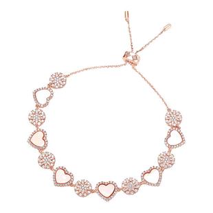 apm MONACO粉母贝心相连手链女时尚爱心手饰新年礼物PB4381XNAC