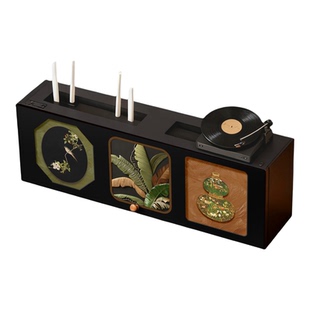 无线路由器收纳盒新中式轻奢壁挂免打孔盒插排电视机顶盒遮丑神器