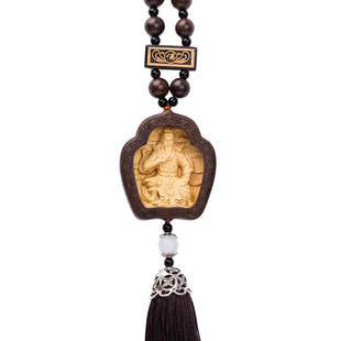 高档桃木关公汽车挂件保平安车载男士车用挂饰招财后视镜车内吊坠