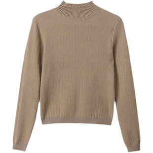 半高领加绒毛衣女加厚一体绒针织衫秋冬小个子上衣短款修身打底衫