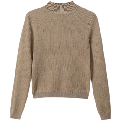 半高领加绒毛衣女加厚一体绒秋冬