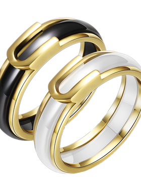 情侣款陶瓷戒指小清新单身现货