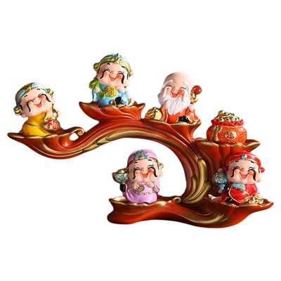 五福财神爷摆件玄关办公室装饰品