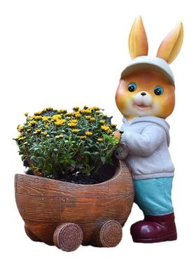 花园卡通兔子花盆摆件