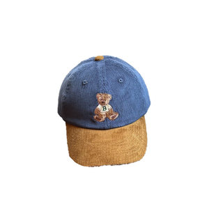 儿童棒球帽子灯芯绒中大男孩宝鸭舌小痞帅气炸街秋冬季超好看的潮