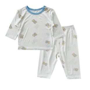 莫代尔婴儿睡衣夏季薄款空调服分体套装早秋幼儿长袖宝宝衣服秋装