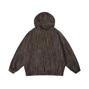 NMAX大码潮牌男装秋装肌理感编织套头卫衣大板型宽松帽衫外套