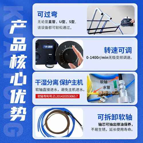 快通商用冷凝器通炮机物业中央空调铜管清洗机工业管路通炮机包邮