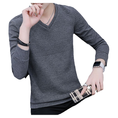 秋冬季V领加绒加厚保暖长袖T恤
