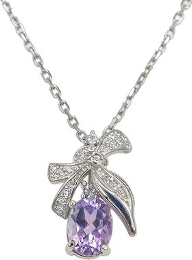 新款天然紫水晶吊坠法式郁金香项链女小众设计轻奢时尚精致