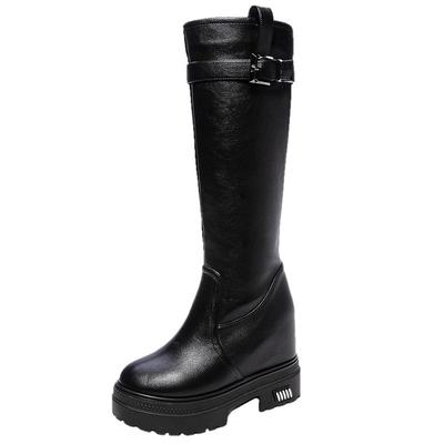 厚底内增高10CM秋冬加绒长筒靴子