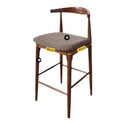 原木风吧台椅软包款酒吧椅前台椅