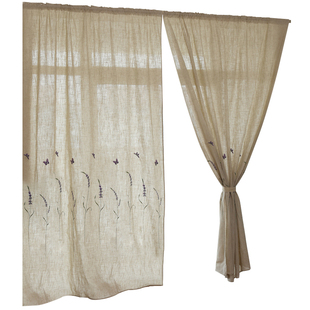 外贸亚麻乡村田园成品窗帘客厅卧室阳台落地租房窗帘成品特价包邮