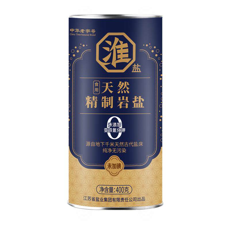 淮盐天然优级家用千米岩盐罐装未加碘精制盐0添加抗结剂国货老牌