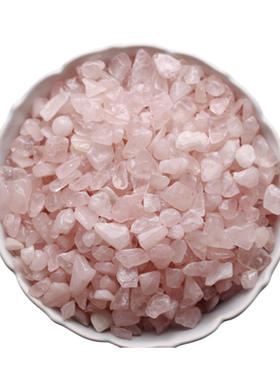 天然粉水晶碎石颗粒装饰摆件