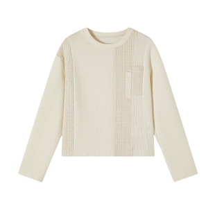 飞鸟和新酒短款宽松圆领长袖T恤女2025冬季新款白色百搭休闲上衣