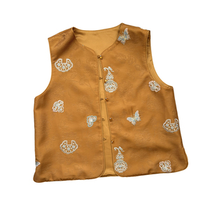 新中式国风提花马甲女2026春季新款吉祥葫芦钉珠盘扣气质坎肩上衣