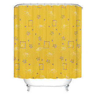 外贸出口防霉防水速干涤纶布浴帘卫生间淋浴隔断帘不贴身带铅坠垂