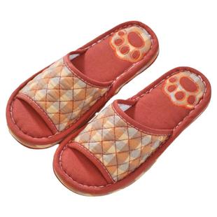 新款情侣布艺拖鞋女春秋冬静音纯棉加厚防滑布底居家室内拖鞋可爱