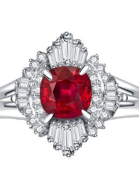 鸽血红宝石戒指送礼送女友